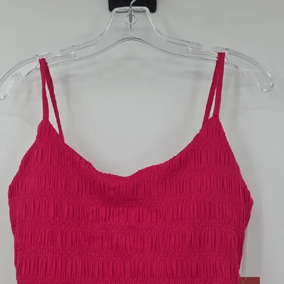 Andie Lucaya Smocked One-Piece Swimsuit Pink Textured Women's Size L - Picture 2 of 9